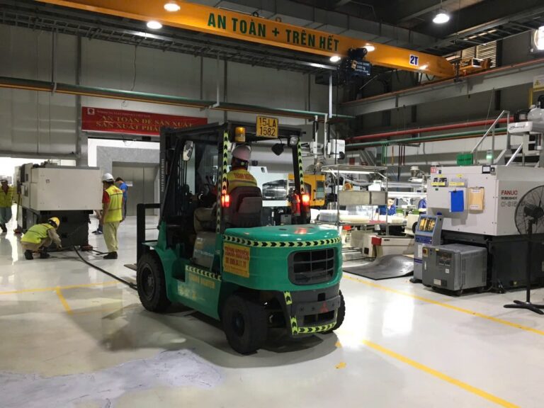 Nhật Ký Thi Công: Hạ Đặt & Cân Chỉnh Bệ Móng Máy Ép Nhựa Fanuc Roboshot Tại KCN Đại An – Hải Dương